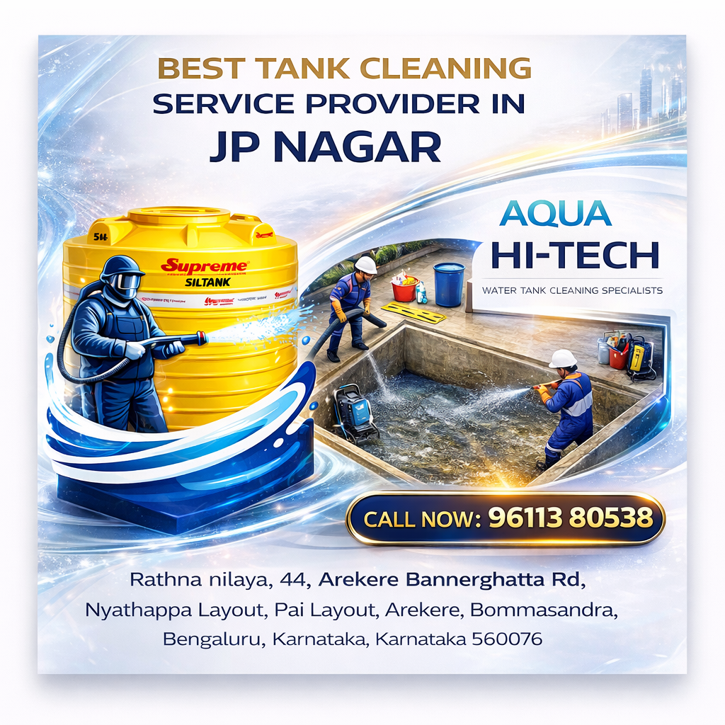 Professional water tank cleaning services in JP Nagar Bangalore by Aqua Hi-Tech with advanced cleaning equipment