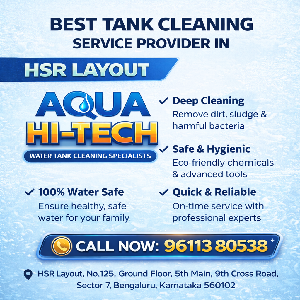 Water Tank Cleaning Services in HSR Layout Bangalore by Aqua Hi-Tech removing dirt sludge and bacteria